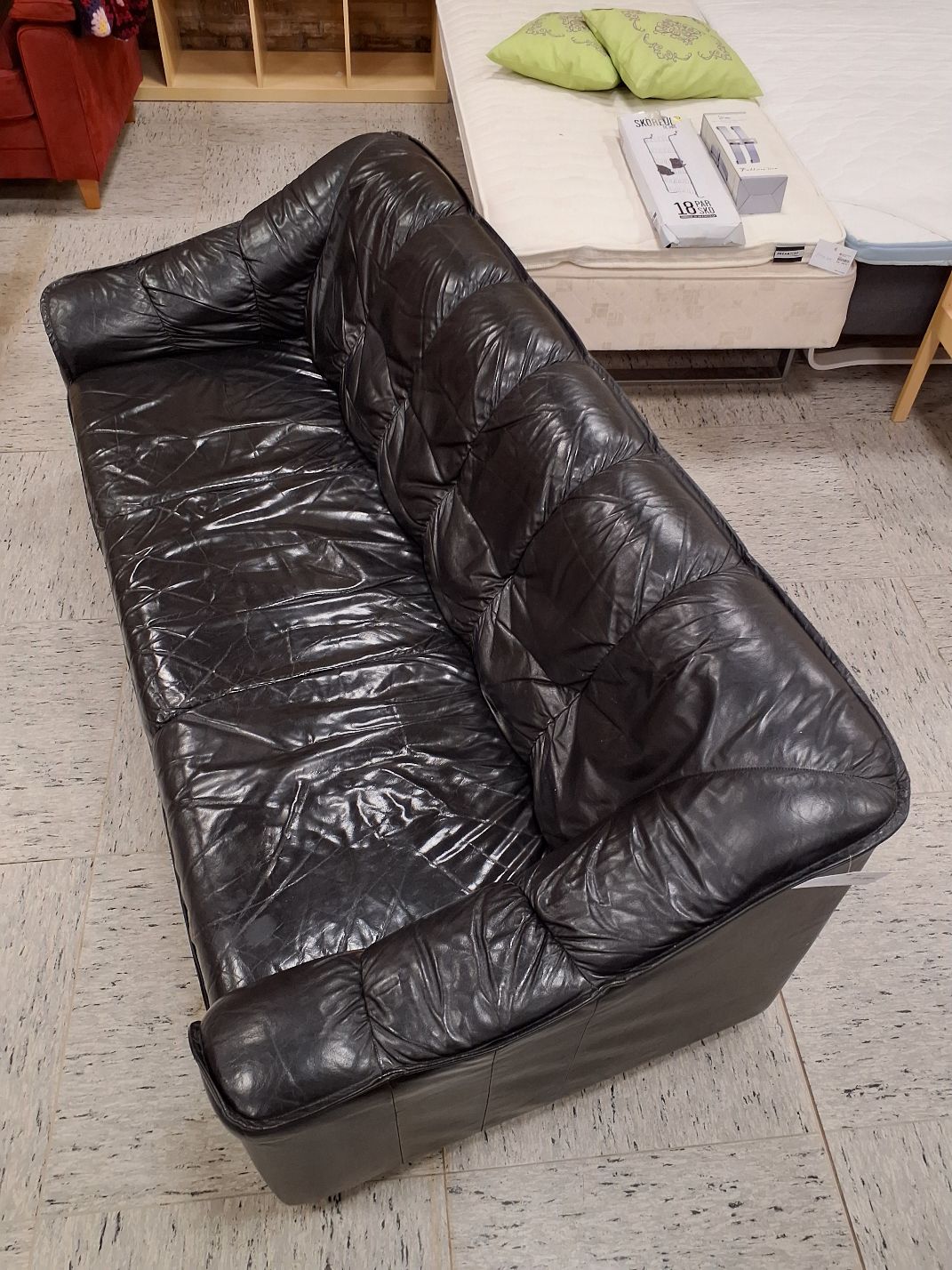 3 prs sort læder sofa